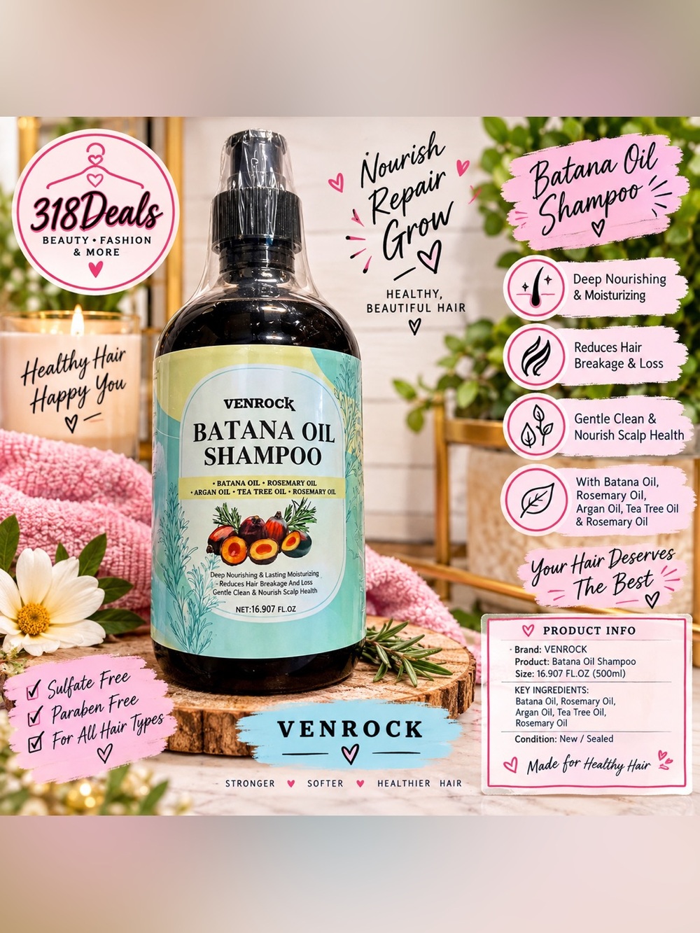 Venrock Batana Oil Shampoo - Nourishing Green Hair Care
